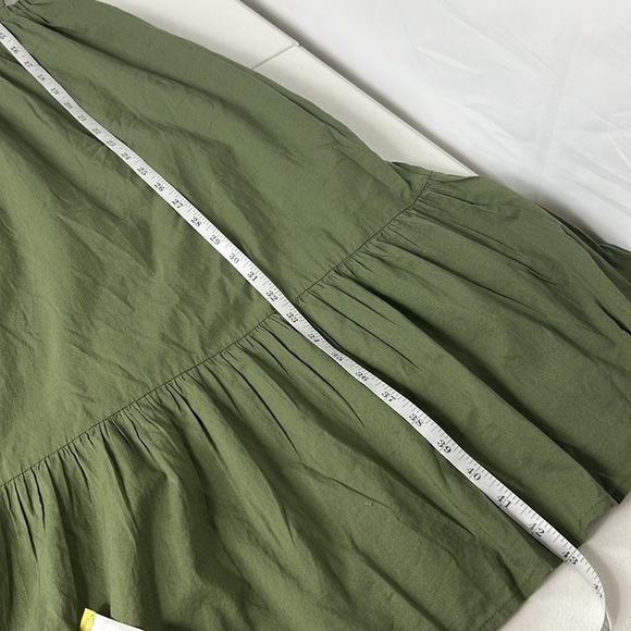 Gap Sz Small Halter Dress Cotton Midi Green Ruffle Milkmaid - Picture 13 of 16